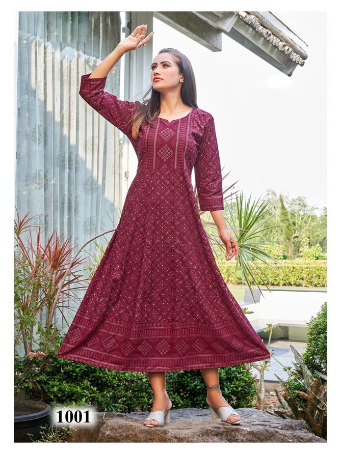 Namrata By Rangjyot Rayon Printed Long Kurtis Catalog